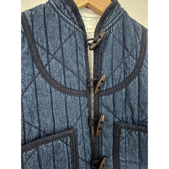 Doen Parker Toggle Jacket, Blue Quilted Denim - Picture 2 of 4